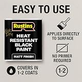 Rustins Quick Dry Heat Resistant Black Paint 250ml for Grills Metal Wood view 2