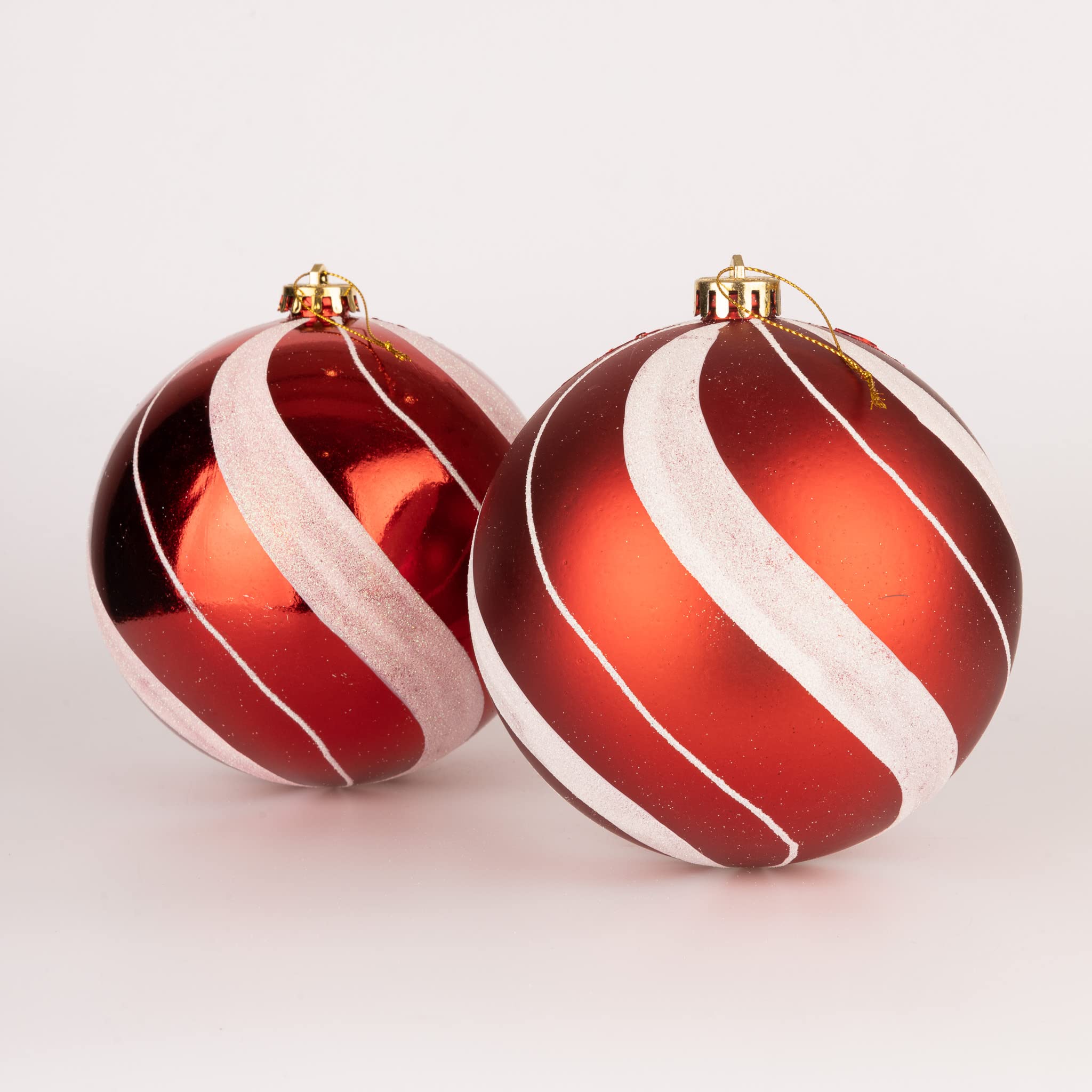 15cm/3Pcs Christmas Baubles Shatterproof Red White Candy Strips, Christmas Tree Decorations Ball Ornaments Balls Xmas Hanging Decorations Holiday Decor - Shiny,Matte,Glitter