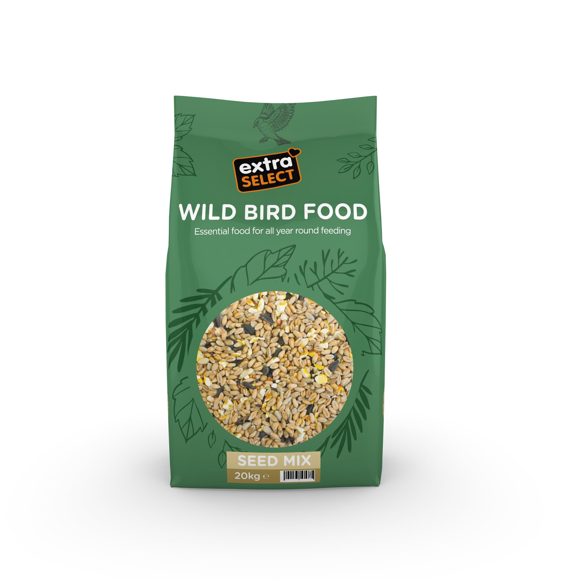 Extra Select Wild Bird Seed Mix with Black Sunflower Seeds, Wheat, Dari, Millet Seeds - Nutrient Rich Wild Bird Food for Small Birds - 20kg