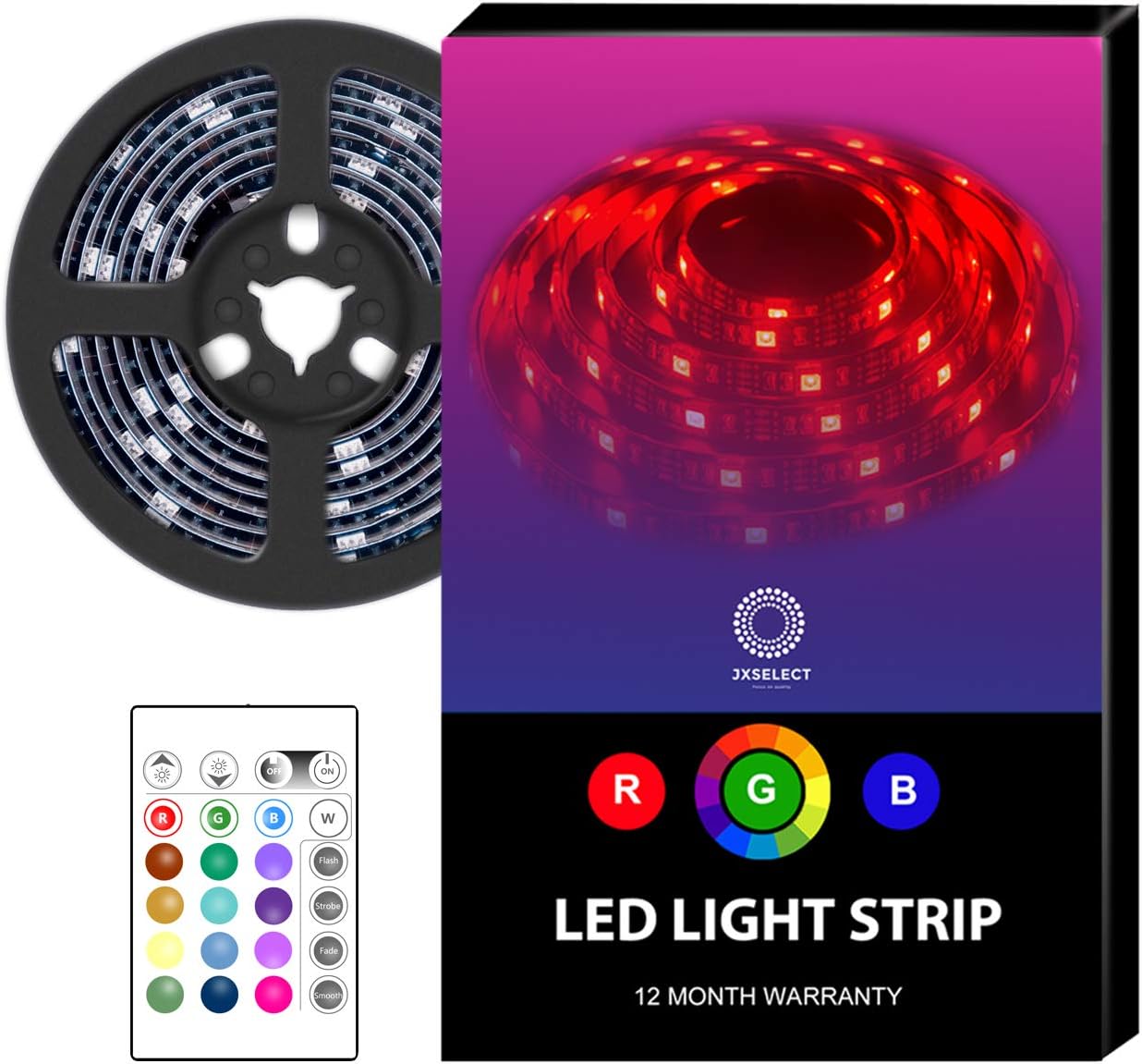 LED Light Strip Battery Powered LED Strip Lights with 24 Key RF Remote - RGB LED Strip Rope Lights USB TV Backlight Kit,6.56ft - Waterproof Flexible LED Strip Lighting Battery Operated LED Tape Light