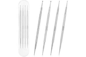 ASTER 4Pcs Nail Art Dotting Tools, Professional Ball End Nail Art Tools Dotting Pen Tool Nail Art Tip Stainless Steel Dot Paint Pens Manicure Kit for Home Beauty Nail Salon