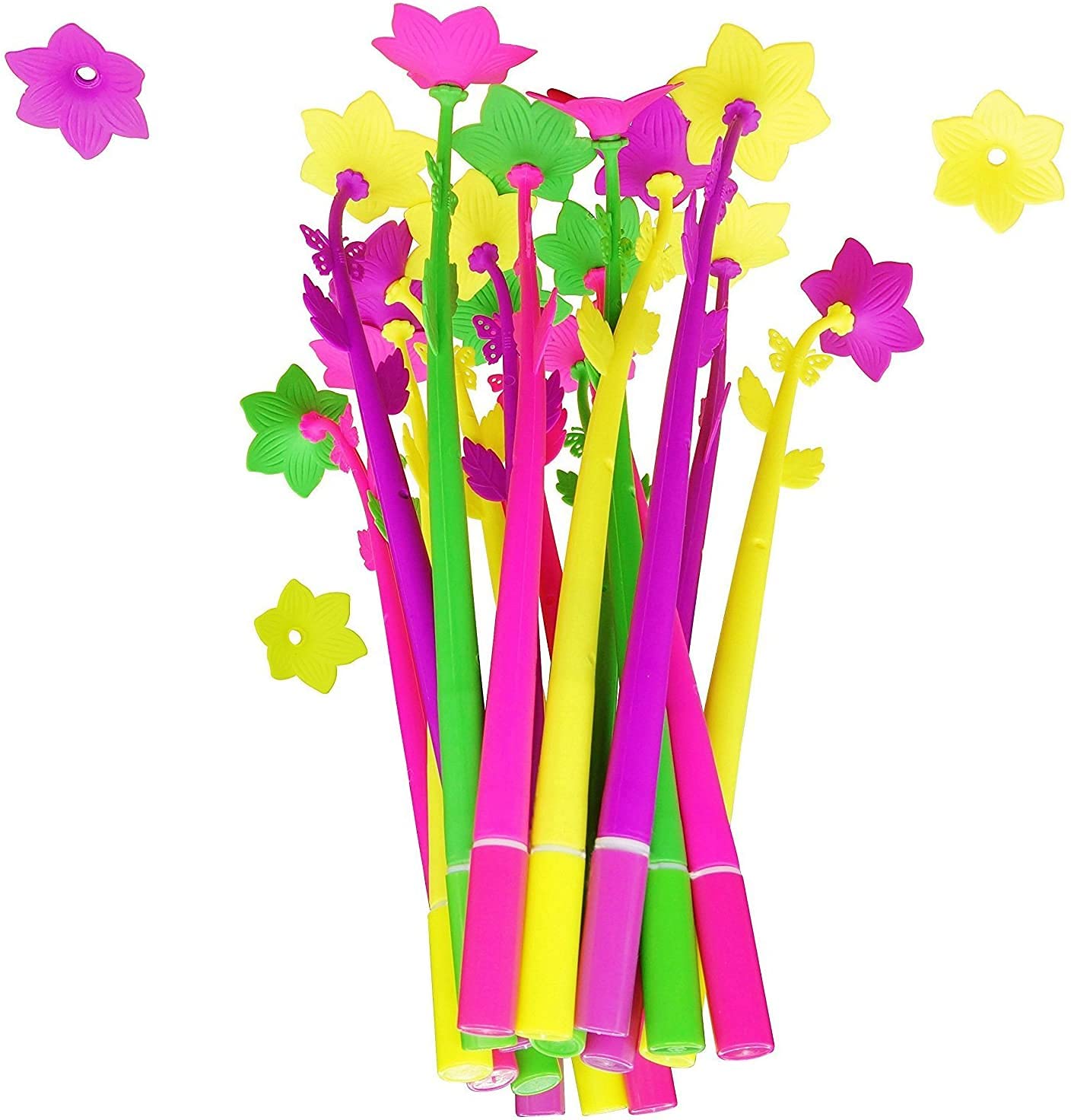20 Pcs Novelty Cute Flower Ballpoint Writing Gel Pens Set Silicone Creative Ink Pens for Office School