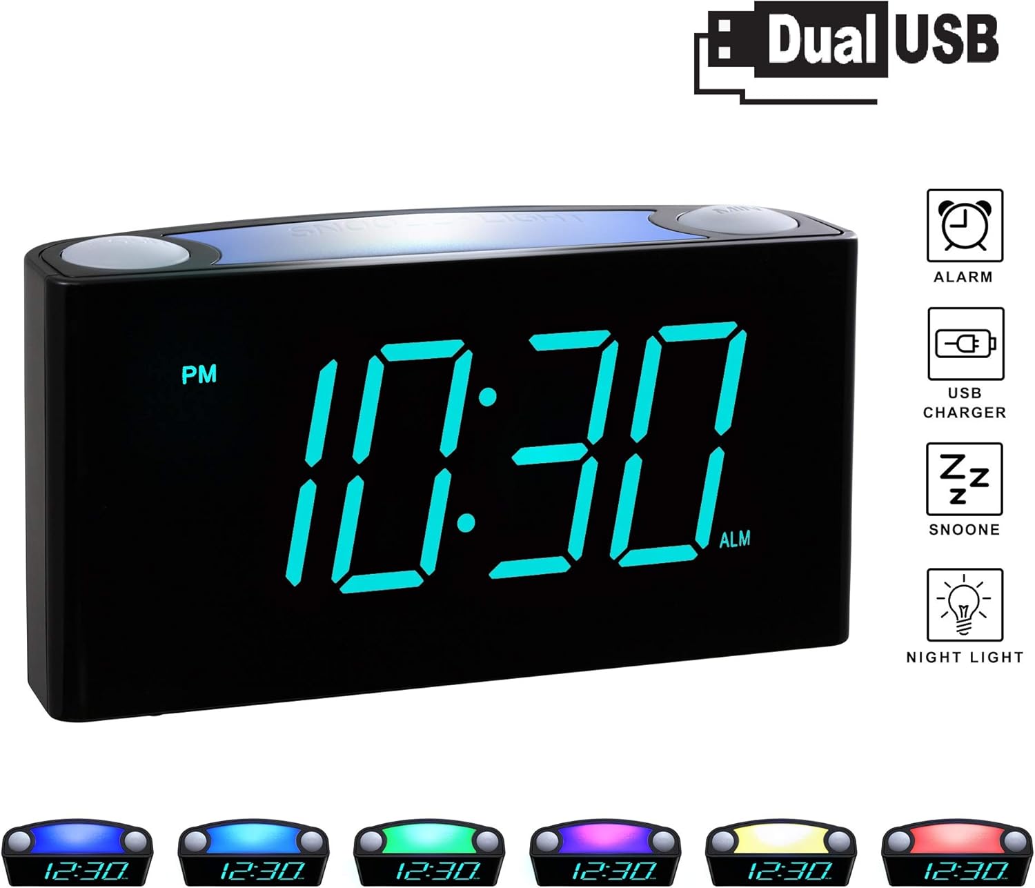 Rocam Digital Alarm Clock for Bedrooms Large 6.5" LED Display with