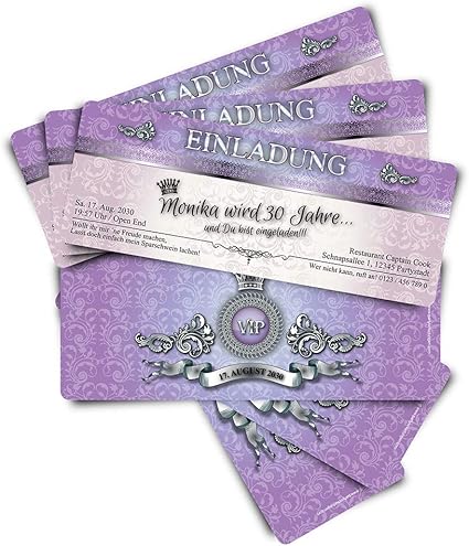 Cartes D Anniversaire D Anniversaire Invitations Cartes D Invitation Anniversaire Vip Violet Royal Billet Croirez Amazon Fr Fournitures De Bureau