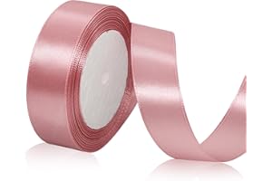 LIFETASTIC Rose Pink Satin Ribbon 1 Inch x 25 Yards, Rose Gold Silk Ribbon for Gift Wrapping, Flower Bouquet Accessories, Halloween Decor, Crafts, Hair Bows, Baby Shower and Cake Wedding Party Decor