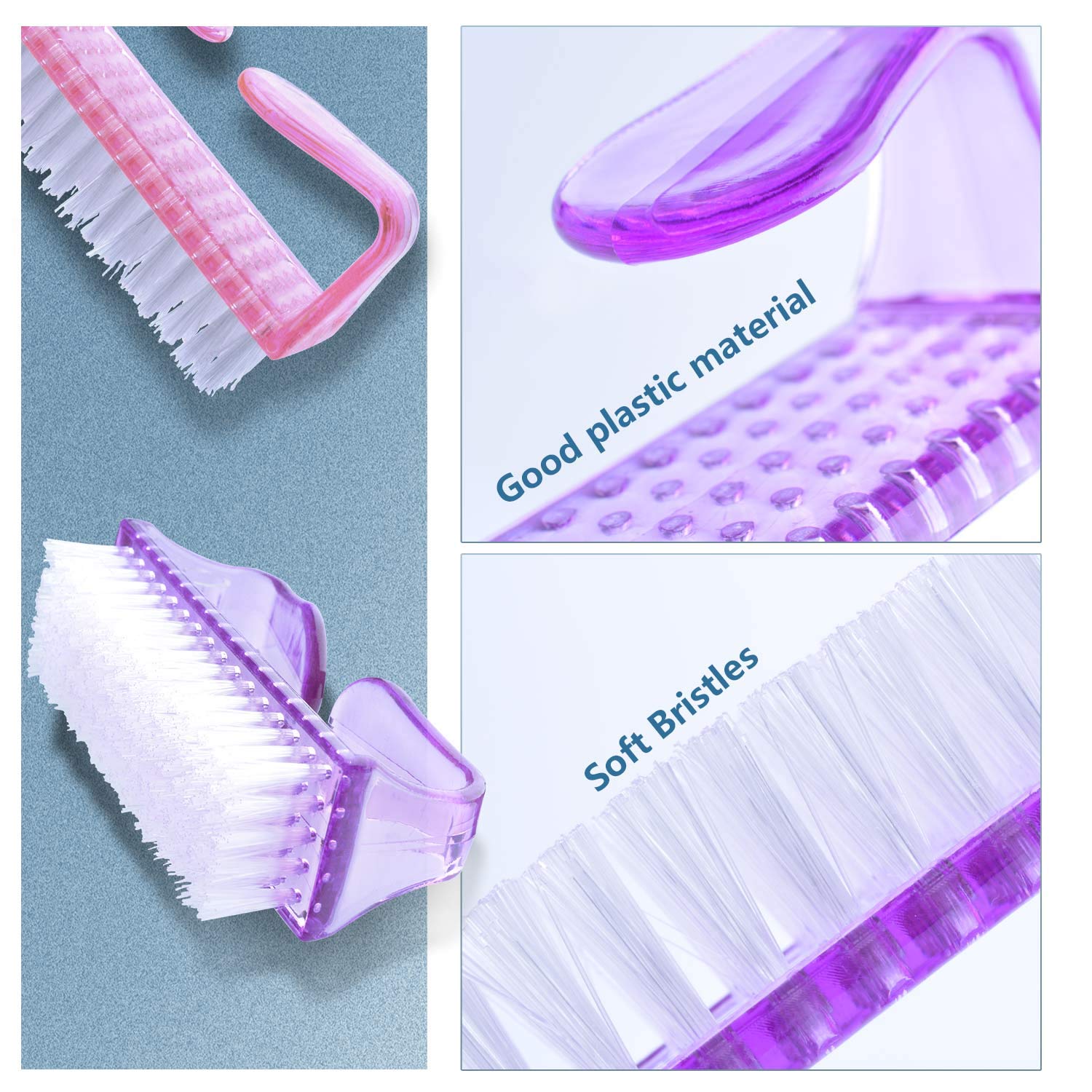 Handle Grip Nail Brush, 4 Pieces Hand Fingernail Scrub Cleaning Brushes Kit with 1 Piece Pedicure Brush for Toes and Nails Cleaner Men Women : Beauty