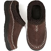 Zigzagger Men's Slip On Moccasin Slippers, Indoor/Outdoor Warm Fuzzy Comfy House Shoes, Fluffy Wide Loafer Slippers
