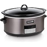 Crock-Pot Large 8-Quart Programmable Slow Cooker with Auto Warm Setting Black Stainless Steel