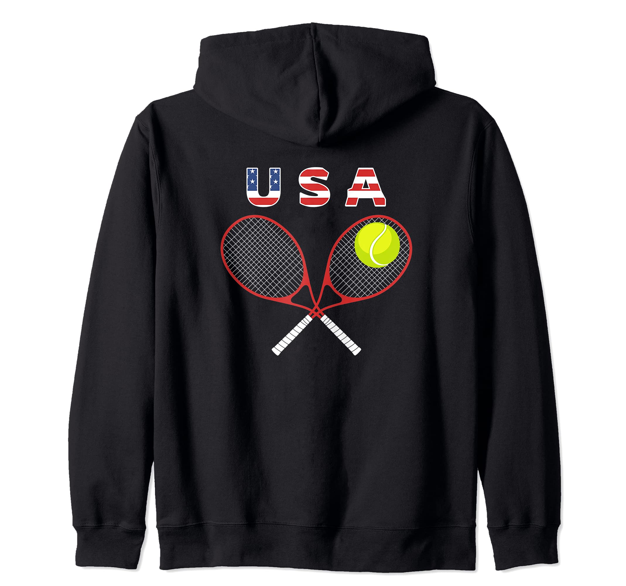 Tennis American Flag / USA Fans Support Racket, Ball Design Zip Hoodie
