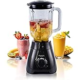 Universal 550W Mass Vital Blender - Glass Jar 57 Oz/1.8 Quart/1.7 Liter - 7-cup, 2 Speed + Pulse Function and 4 Stainless Steel Blade with Chrome Steel Technology