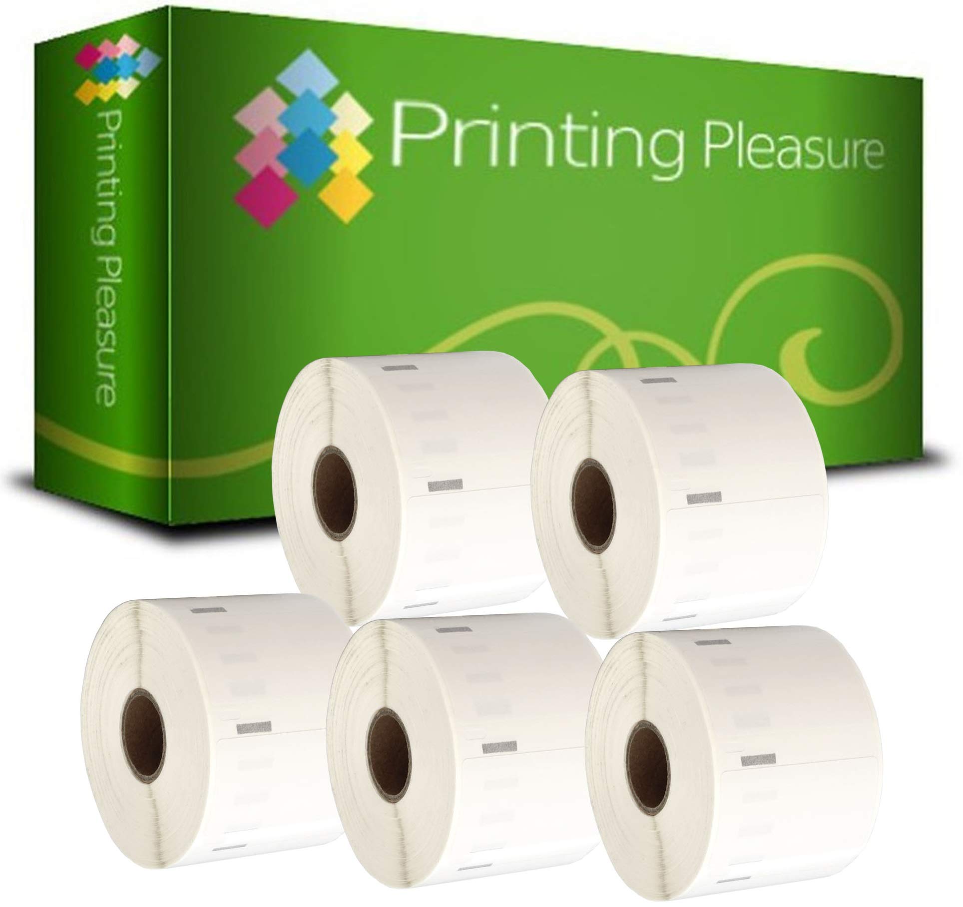 Printing Pleasure 5 x 11354 Compatible Labels Rolls for LabelWriter & Seiko Label Printers | 57mm x 32mm | 1000 Labels per Roll