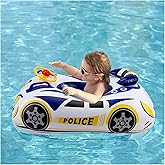 Baby Pool Float with 3D Car Design, PVC Baby Swim Float, Toddler Pool Float, Swimming Floats Seat Boat Pool Toys with Steerin