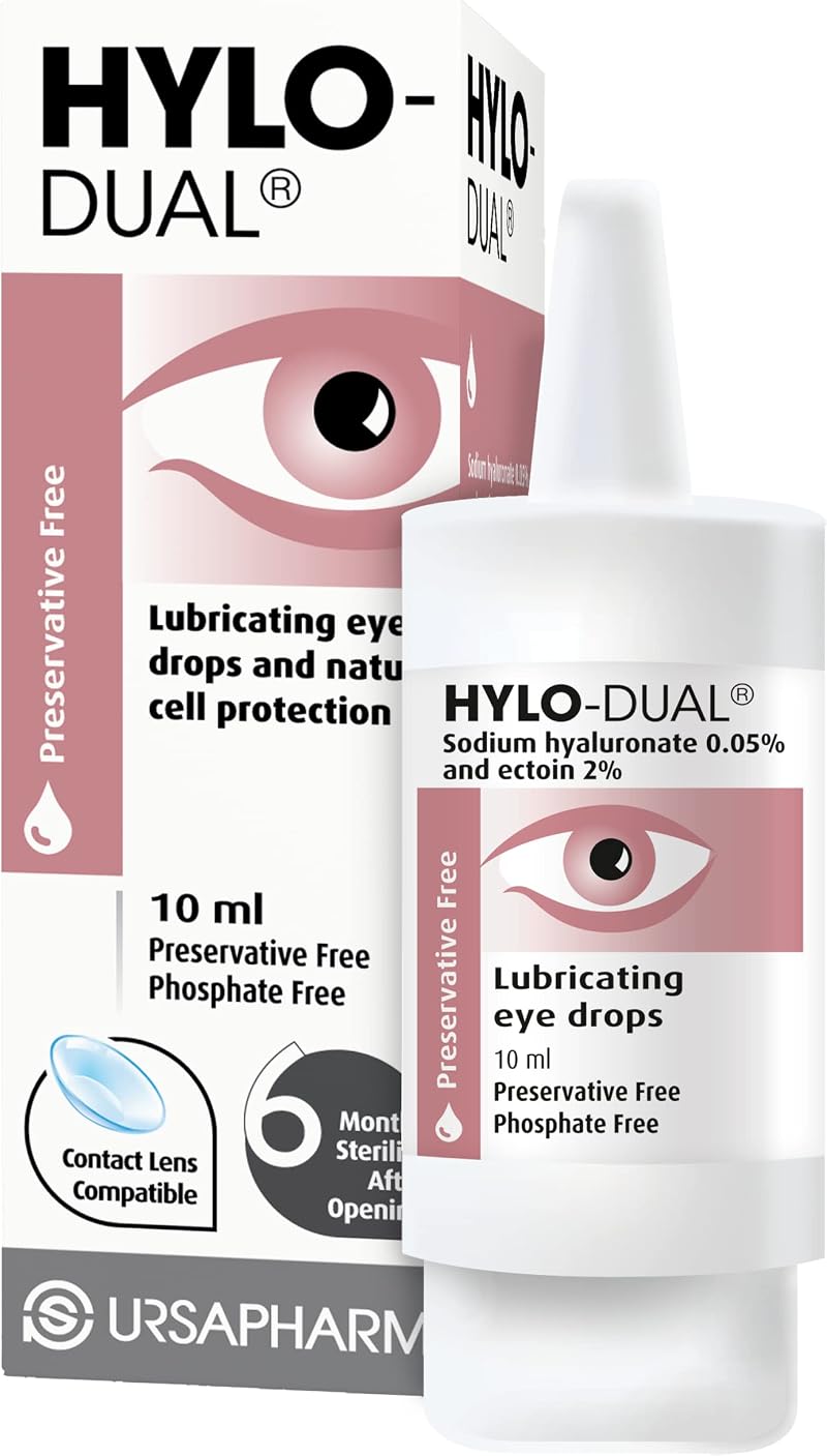 HYLO Dual Preservative Free Eyedrops 0.05% Sodium Hyaluronate 2% Ectoin 10ml