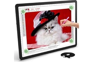 TSOCOS 11000Lux A4 Diamond Art Light Board, Light Pad with Side Physical Buttons & 6 Levels of Brightness, 3 Colors Magnetic Light Box for Tracing, Diamond Painting, Drawing, Weeding Vinyl