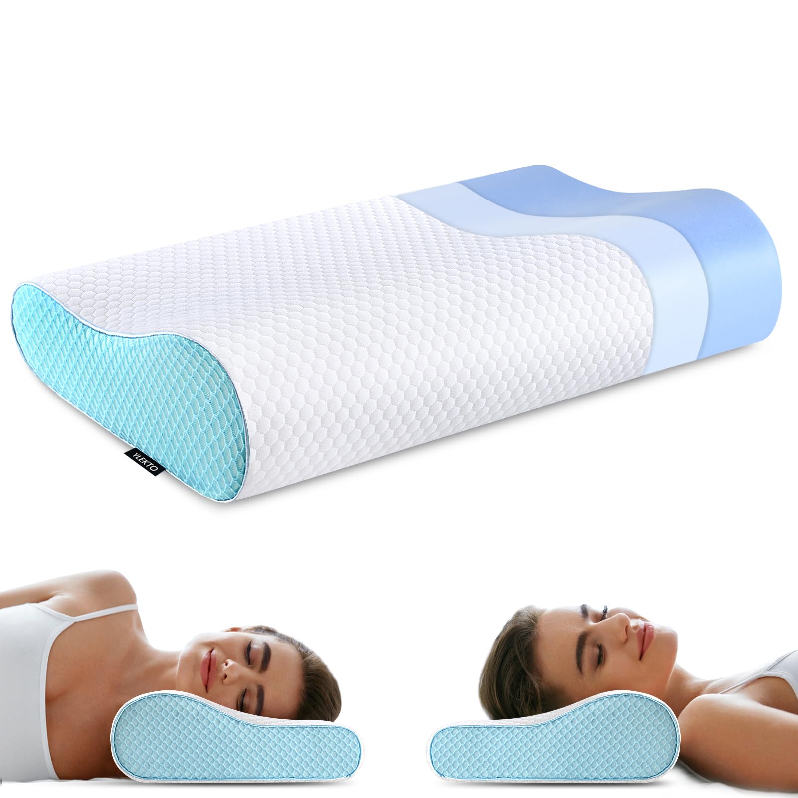 Photo 1 of Memory Foam Pillows Neck Pillow Bed Pillow for Sleeping Ergonomic Cervical Contour Pillow for Side Back Stomach Sleeper for Neck and Shoulder Pain