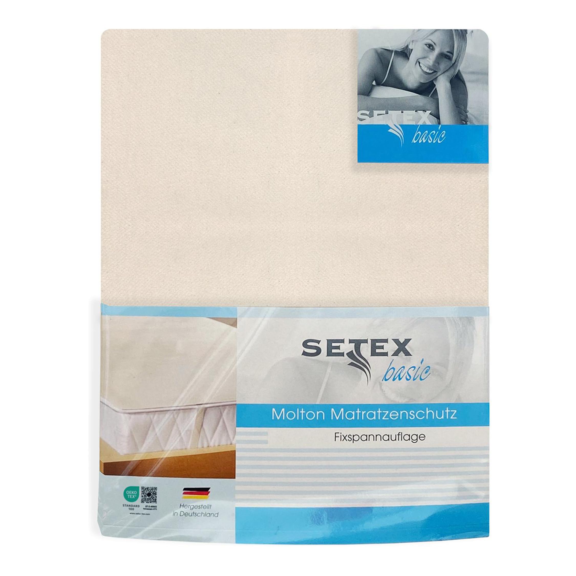 SETEX Molton Mattress Protector 80 x 200 cm, Natural Colour, Mattress Topper for Bed Mattresses 15-22 cm Height, Mattress Protector, Fixed Fitted Pad with Corner Elastics, Standard 100 Tested