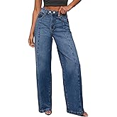 Sidefeel Women's Wide Leg Jeans High Waisted Stretchy Baggy Front Seam Denim Pants