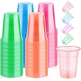 120 Pack 12 Oz Neon Plastic Cups - Disposable Glow Party Cup, Glow-in-the-Dark Cup, Cute Clear Drinking Cup for Cocktail, Under UV Black Light Light Up Cups Bulk for Birthday Mardi Gras Christmas
