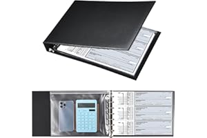PACIFIC MAILER 7 Ring Check Binder, 3-On-A-Page Business Checkbook Holder, 500 Checks Capacity, with 2024-2030 Calendar Organizer, Sleek Business Design (Black)