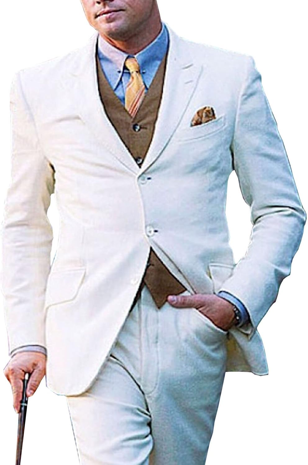 Leonardo Dicaprio Great Gatsby White 3 Piece Suit Amazon Co Uk Clothing