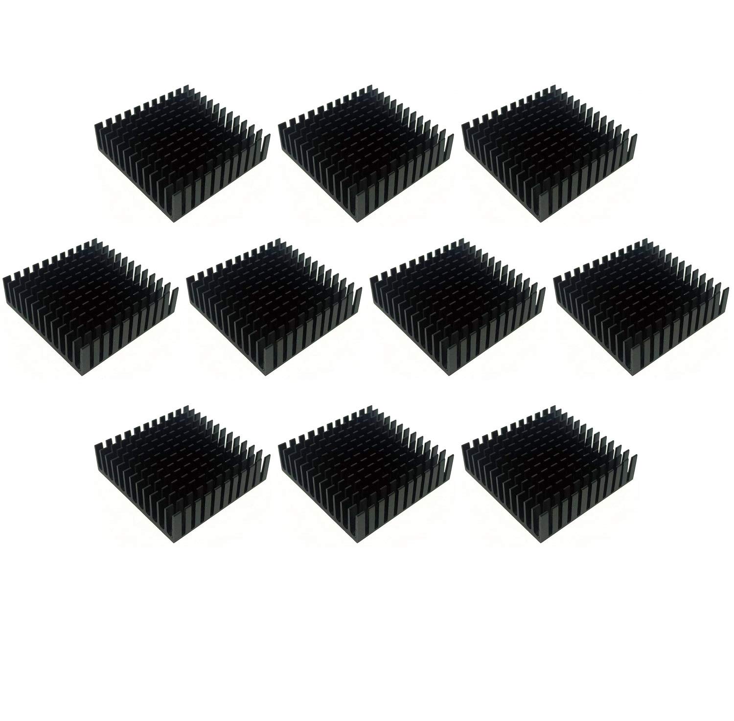 Easycargo 24pcs 40mm Heatsink 40x40x11mm, Aluminum Cooler Heat Sink for Cooling 3D Printers, Nema 17, TEC1-12706 Thermoelectric Peltier Cooler 40mmx40mmx11mm (Black 24pcs)