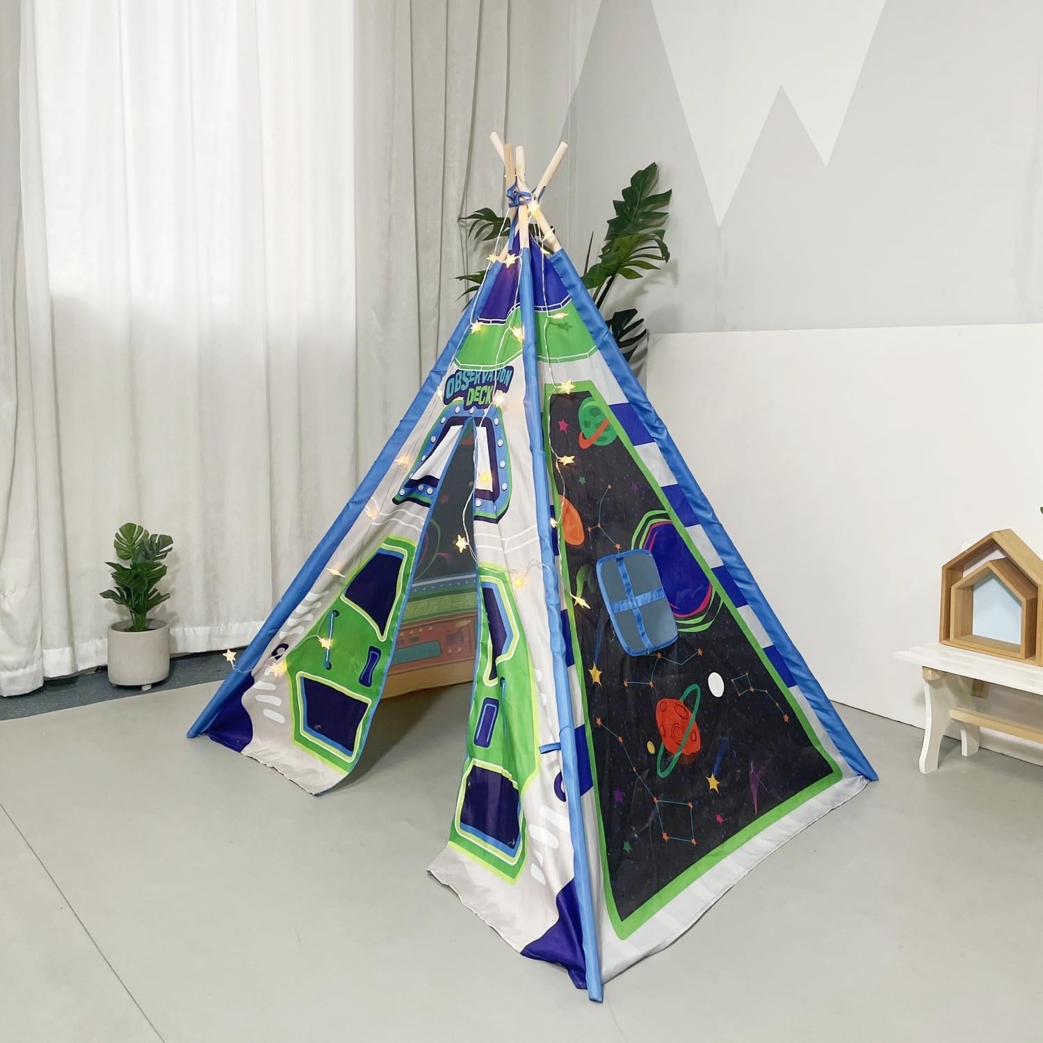 Benebomo Space Rocket Teepee Kids Play Tent,Foldable Children's tent,Tipi tent for kids,India Playhouse for kids,43 * 43 * 55in — image 1