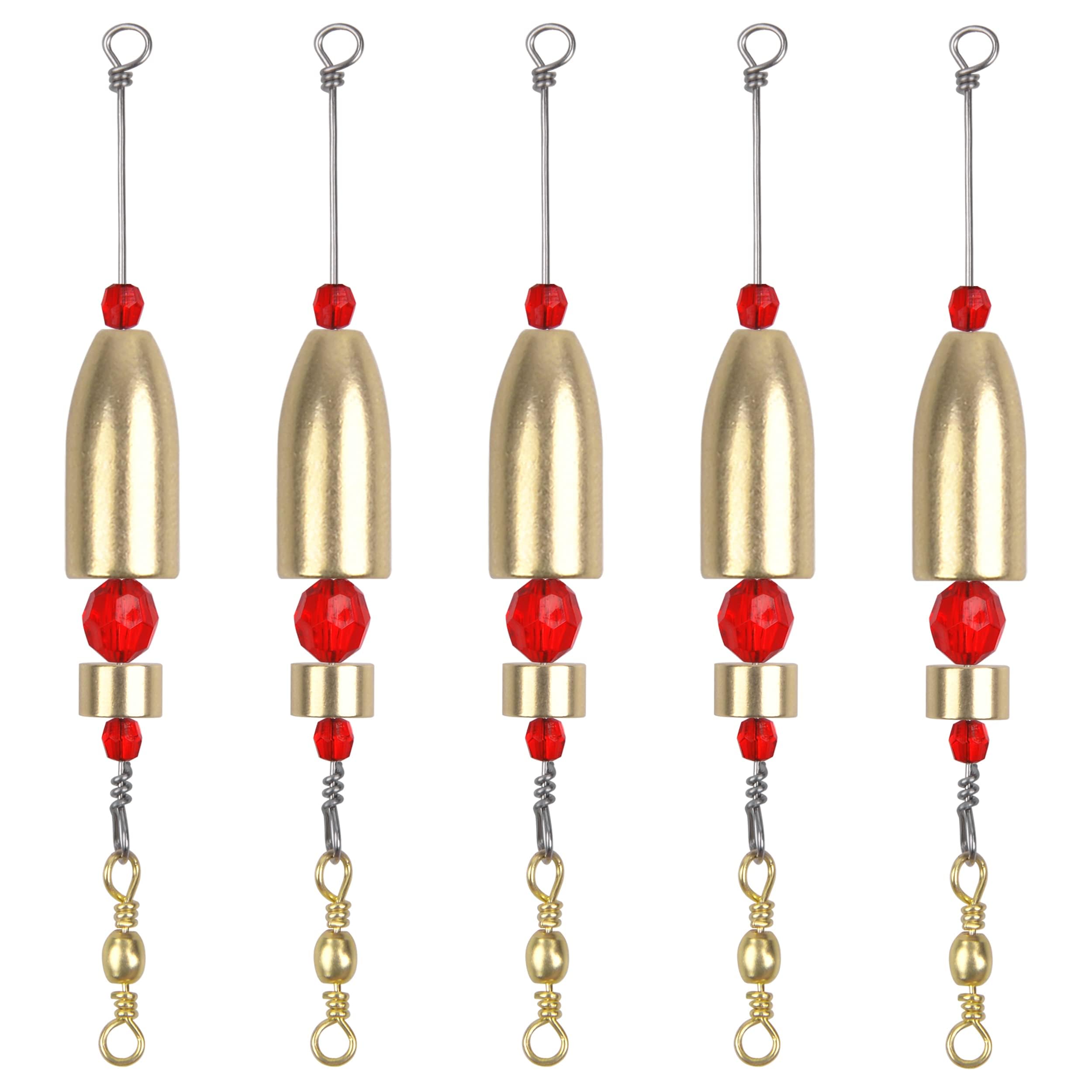 Carolina Rig for Bass Fishing, 5pcs CRR Carolina Ready Rigs Pre-Rigged Bass Fishing Weights Kit Carolina Keeper Teminal Tackle Sizes 1/4 3/8 1/2 3/4 1oz