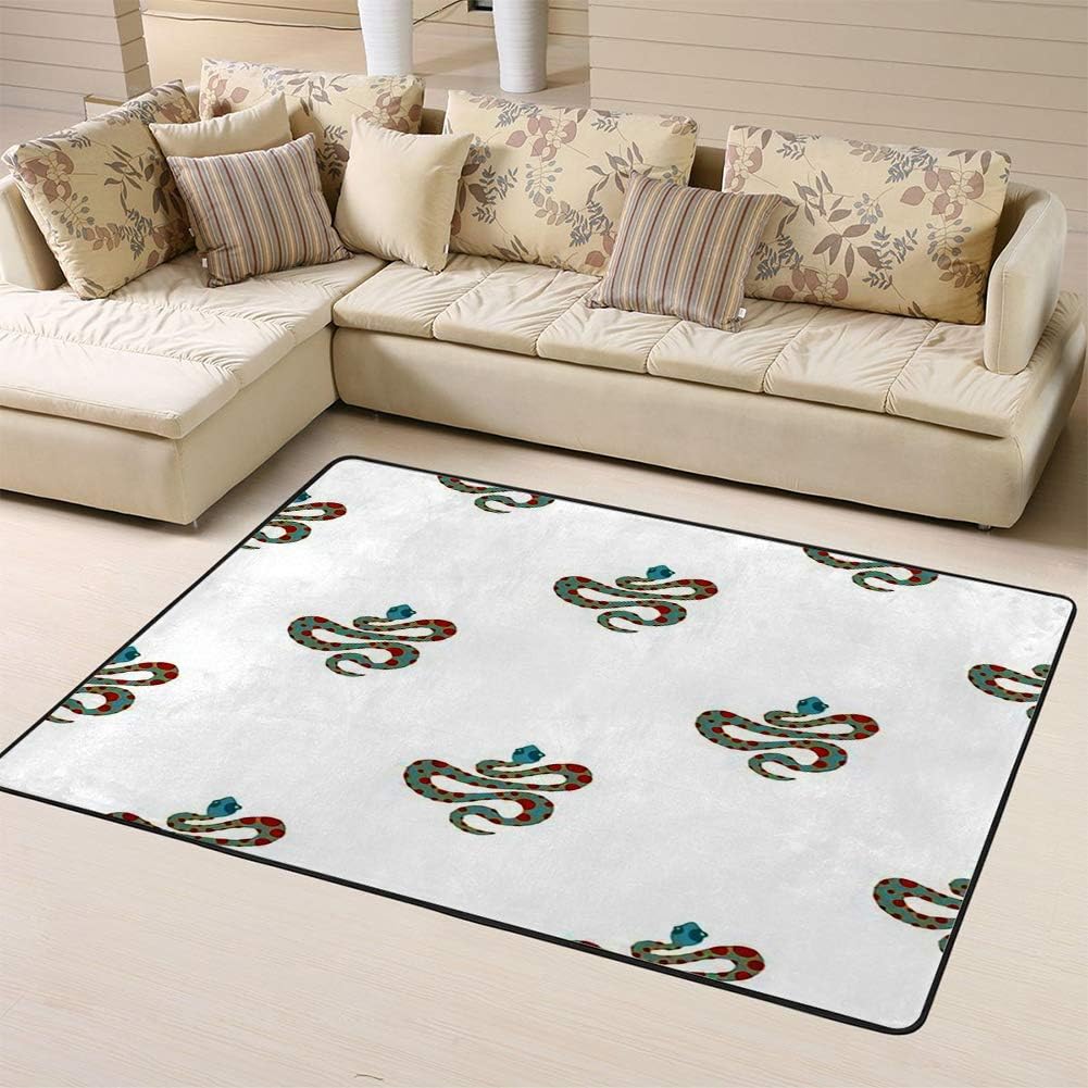 Area Rug Rugs Carpet Light Blue Snake with Orange Spots Flatfor Living Room Bedroom 60"x39"inches