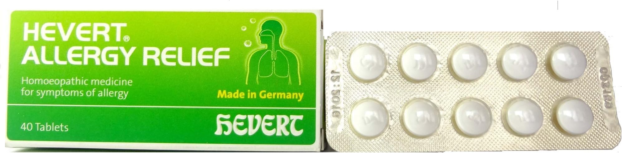 Hevert Germany Allergy Relief from Sneezing, Runny Nose, Watery & Itchy Eyes. Contains Apis mellifica 4X, Kali bichromicum 6X, Verbascum Den 2X. Pack of 40 Tablets