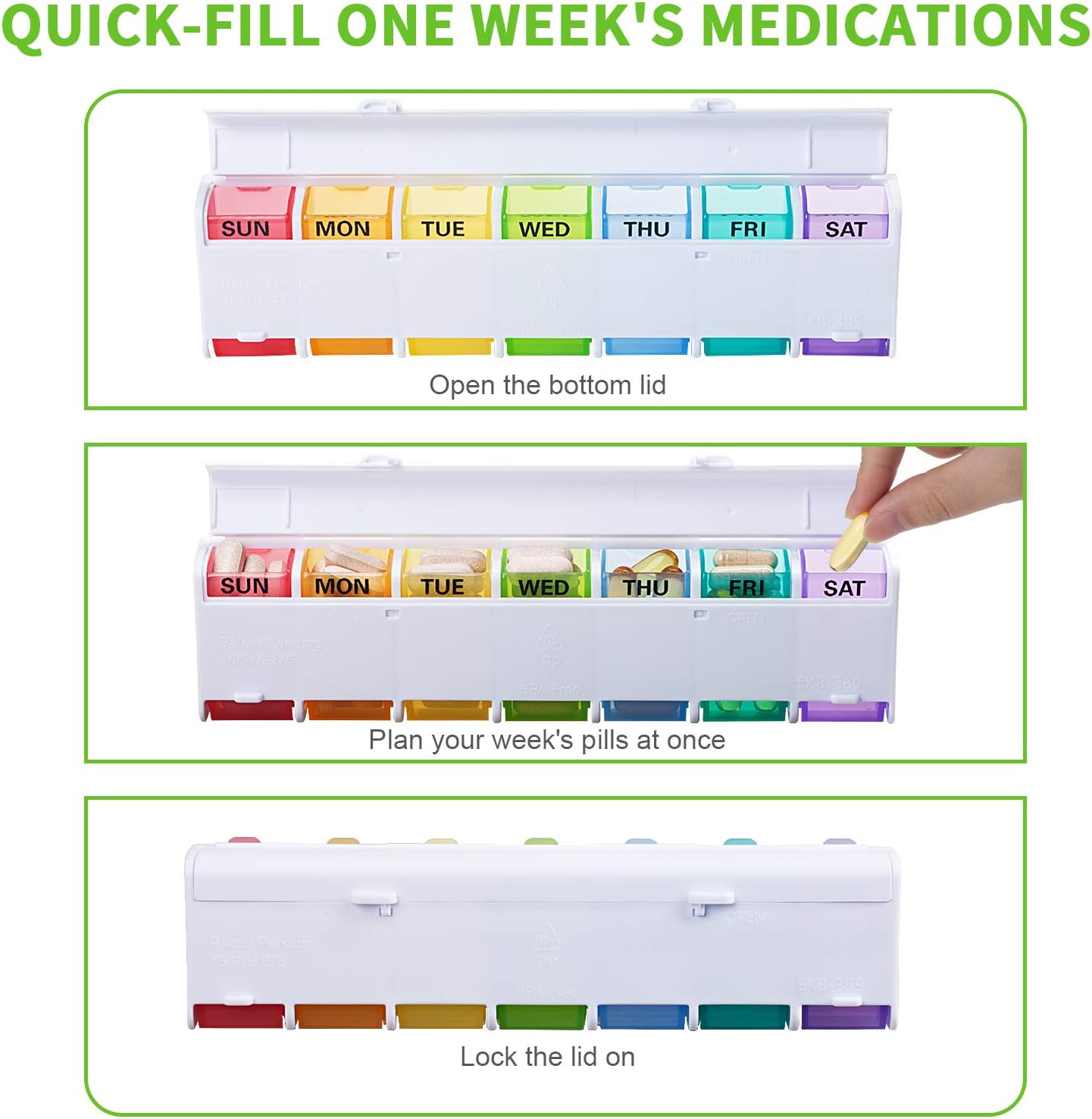 Extra Large 7 Day Pill Box Organiser, Weekly Vitamin Case Box Large Capacity Compartments, BPA-Free Medication Organiser - Image 4