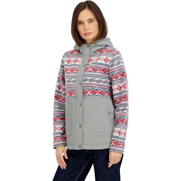 Billabong フリースジャケット 150cm Billabong Ladies Full Zip Sherpa Mixed Nylon Jacket, Black, S at