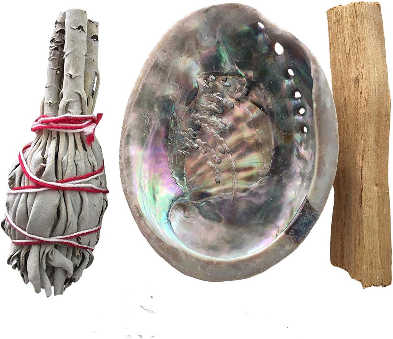 Abalone Shell Plus Palo Santo Stick and Smudge Stick Kit Incense - Meditation - Native American - Mindfulness - Spiritual