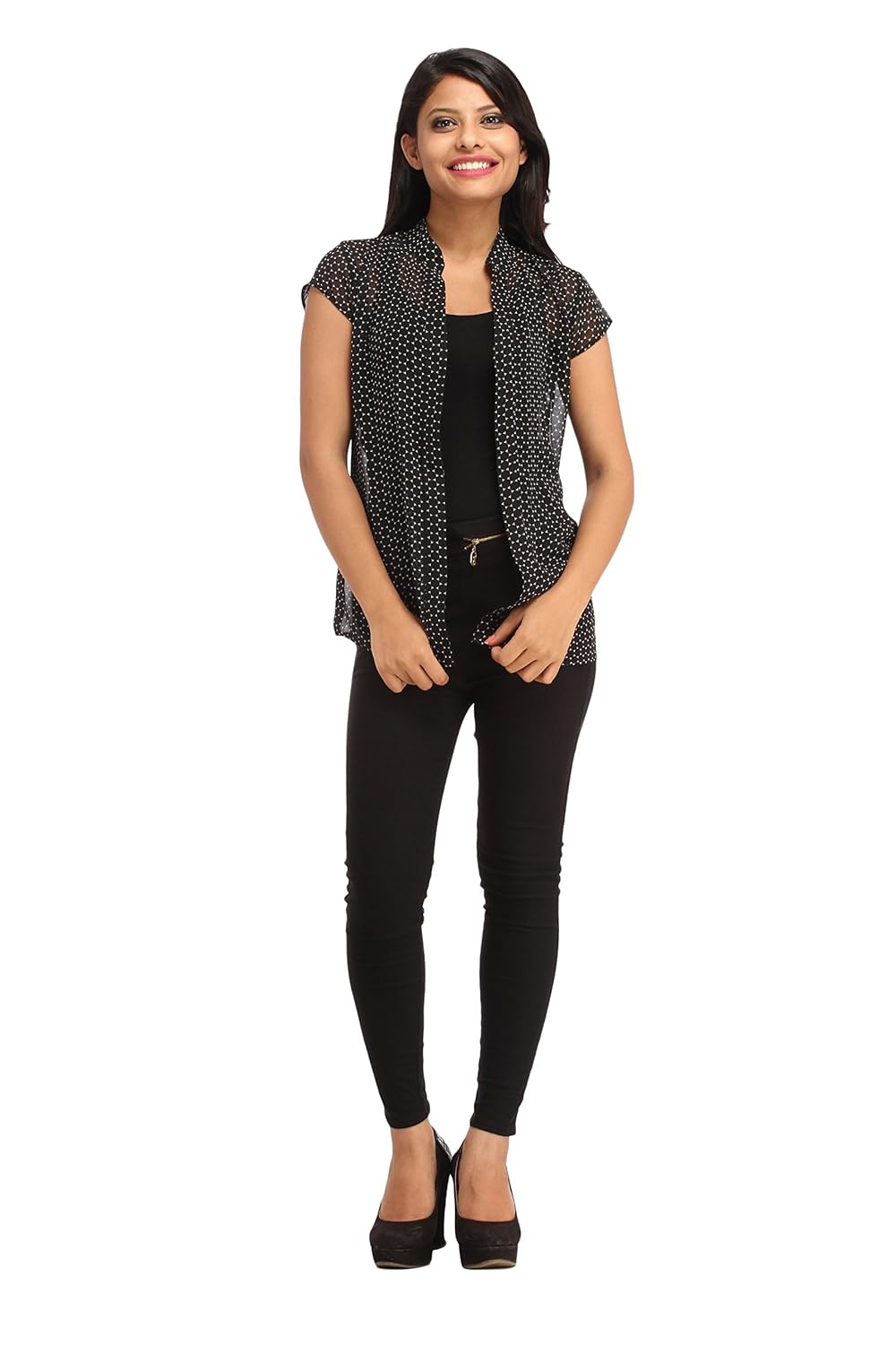 cottinfab dot print transparent shrug