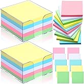 Resurhang 1000 Pieces Small Note Pad 3.4 Inch x 3.4 Inch Square Memo Cube Refill Memo Pads with Cube Non Sticky Mini Paper Reminders Office Writing Supplies Crafts(Pastel Colors)