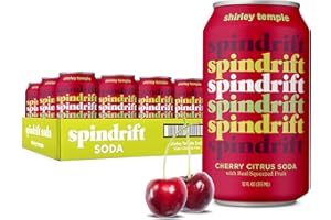 Spindrift "Shirley Temple" Cherry Citrus Soda Made with Real Squeezed Fruit 12 Pack Case