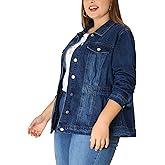 Agnes Orinda Plus Size Denim Jacket for Women Long Sleeve Button Down Washed Front Trucker Jean Jacket 2026 Western Outfit