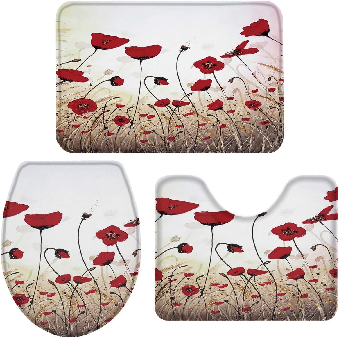 Vandarllin - Juego de 3 alfombras de baño de felpa con diseño de