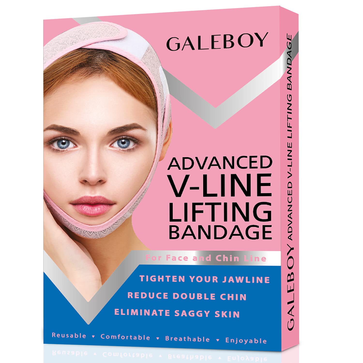 Double Chin Reducer - Double Chin Strap- Advanced V-Line Facial Slimming Strap for Men & Women - Contour Tightening & Firming Bandage -Face Slimmer & Shaper (Purple)