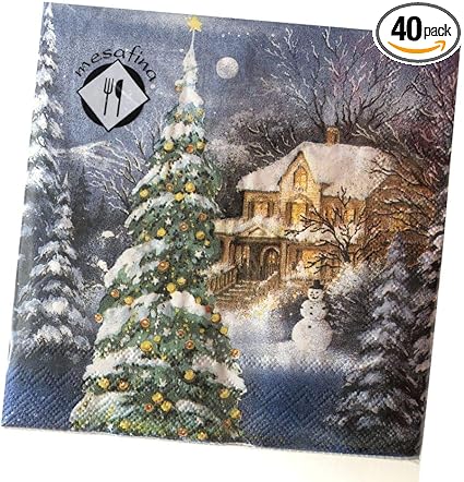 Amazon Com Christmas Napkins Paper Blue Decorative Napkins For