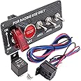 Jeemiter 12V Racing Car Ignition Switch Panel with Engine Push Button Ignition Starter Switches Panel 5 in 1 Carbon Fiber LED Toggle Switches for Race Car Sport Competitive RV Truck Igniton Panel