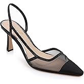 Jewel Badgley Mischka Tammy Mesh Pointed Toe Slingback Stiletto Heels
