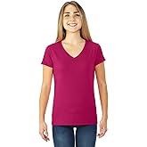 Fruit of the Loom Womens Sofspun Junior Fit V-Neck T-Shirt, JZSFJVR, L