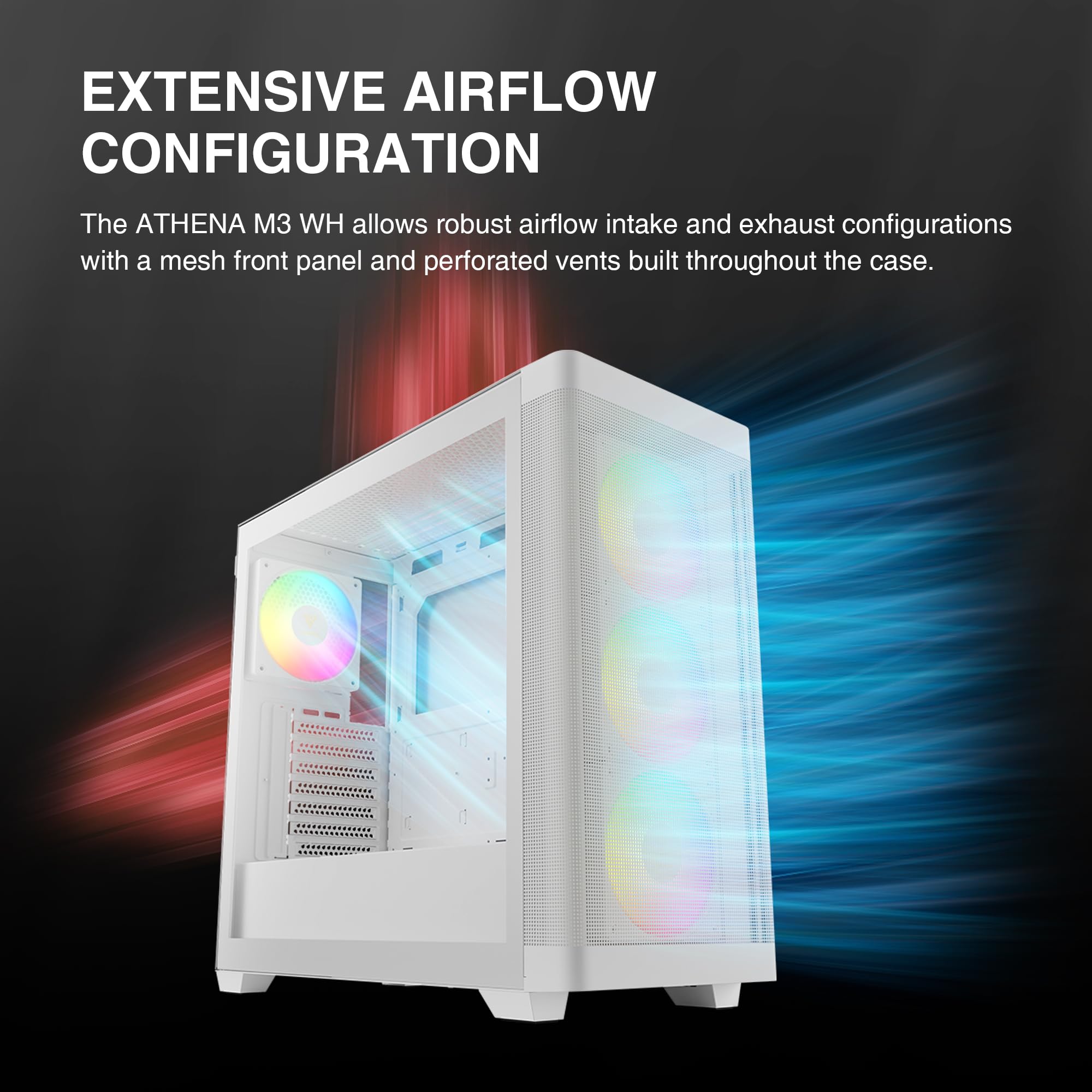 Gamdias Athena M3 White Gaming Pc Case Cable Management