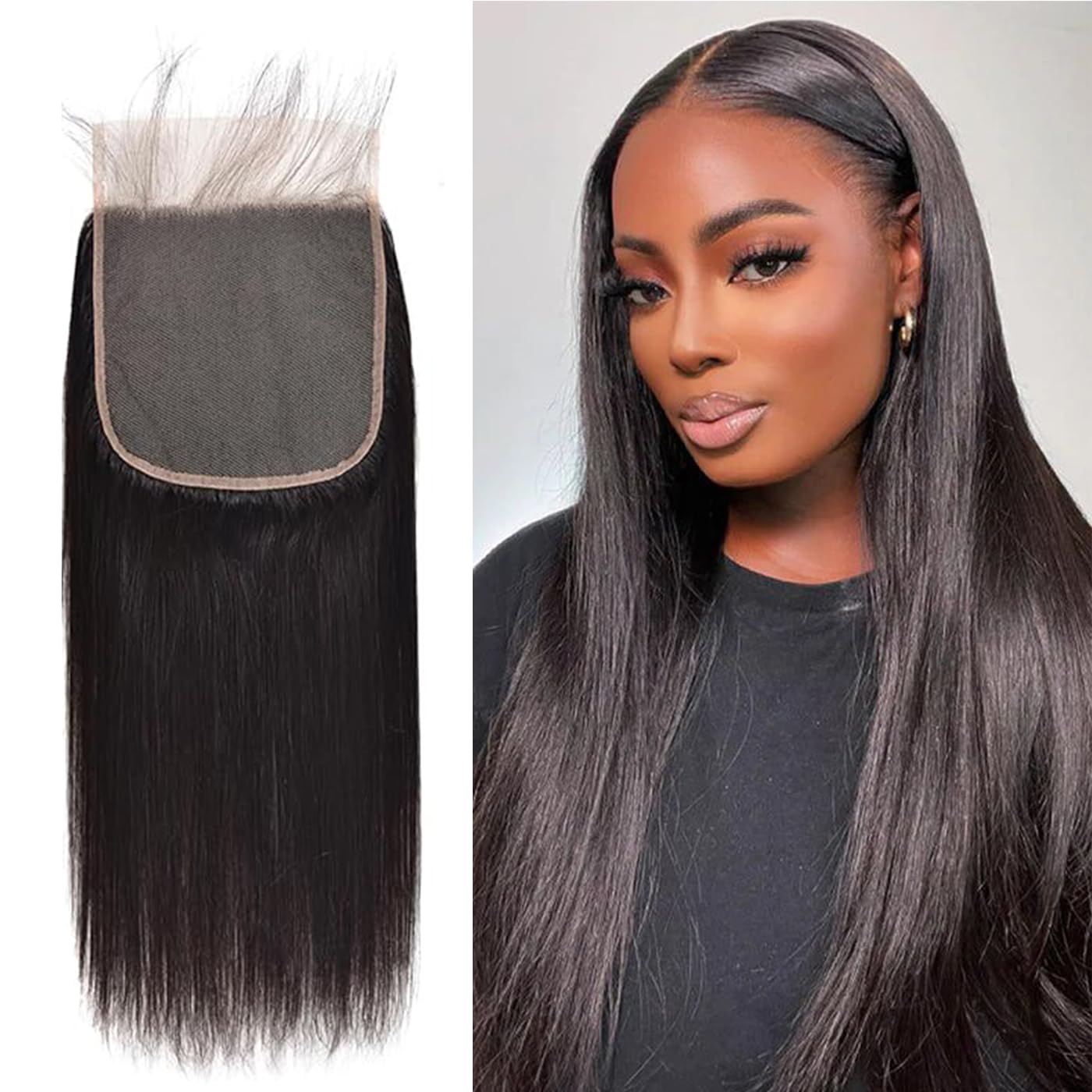 12a Closure Human Hair 6x6 Hd Transparent Lace Closure Straight Brazilian Virgin Remy Human Hair Frontal Lace Closure Pre Plucked With Baby Hair Natural Black Color 18 Inch