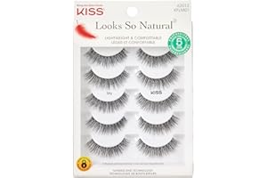 KISS Looks So Natural, False Eyelashes, 'Shy', 12mm, Includes 5 Pairs Of Lashes, Easy to Apply, Reusable Lash Clusters