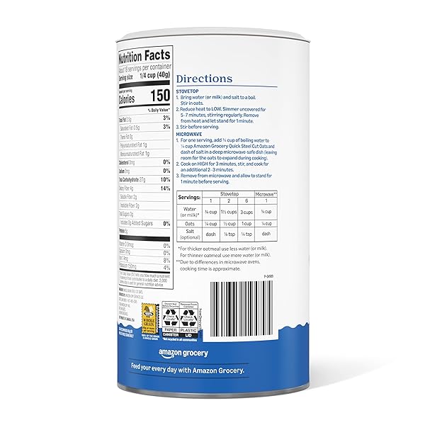 AMAZON GROCERY, STEEL CUT QUICK OATS, 25 OZ (PREVIOUSLY HAPPY BELLY, PACKAGING MAY VARY)