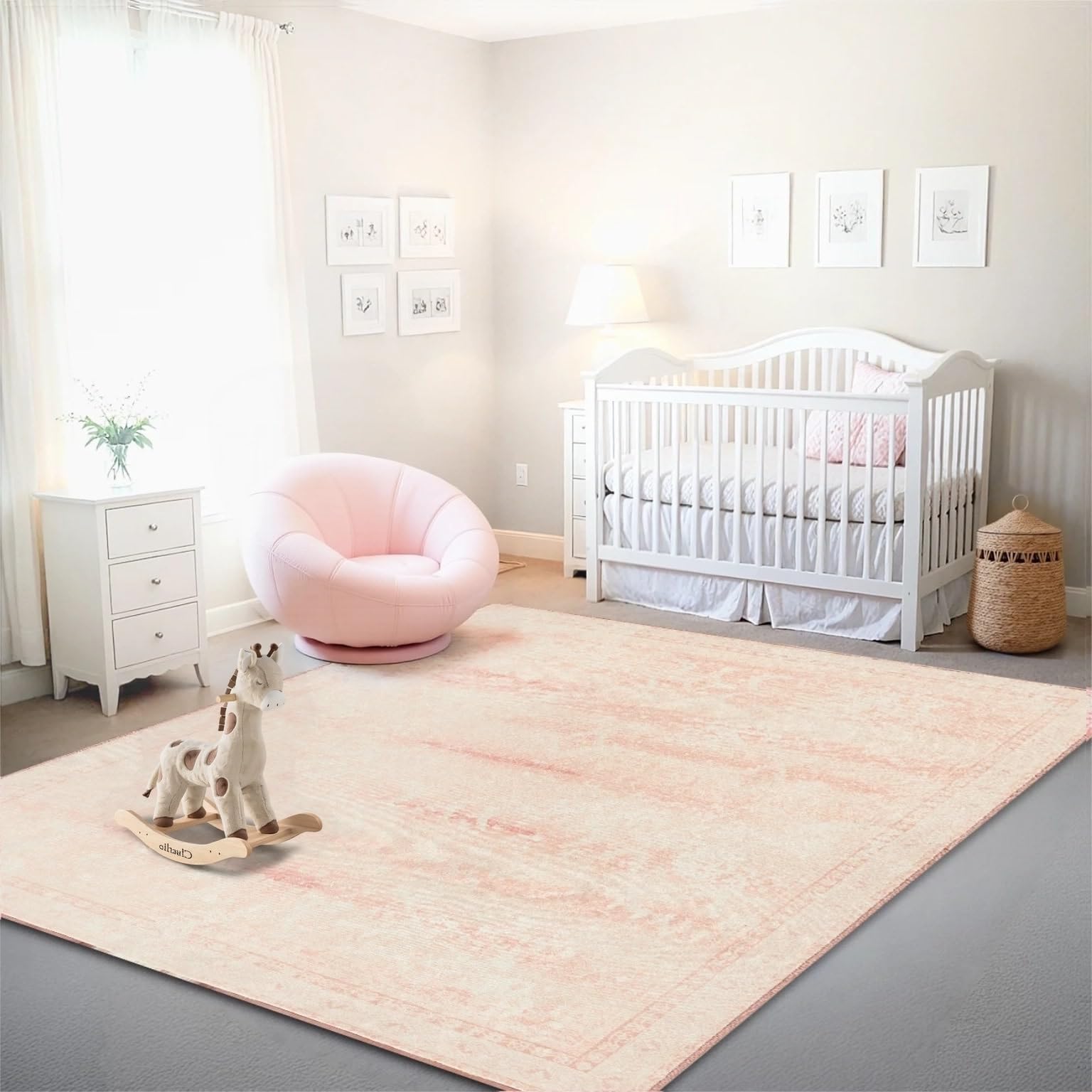 Photo 1 of Istana 8x10 Area Rug - Pink 8x10 Rugs for Living Room - Foldable Rugs for Bedroom - Stain Resistant Washable Rug - Eco-Friendly Area Rugs - Easy to Clean Living Room Rug
