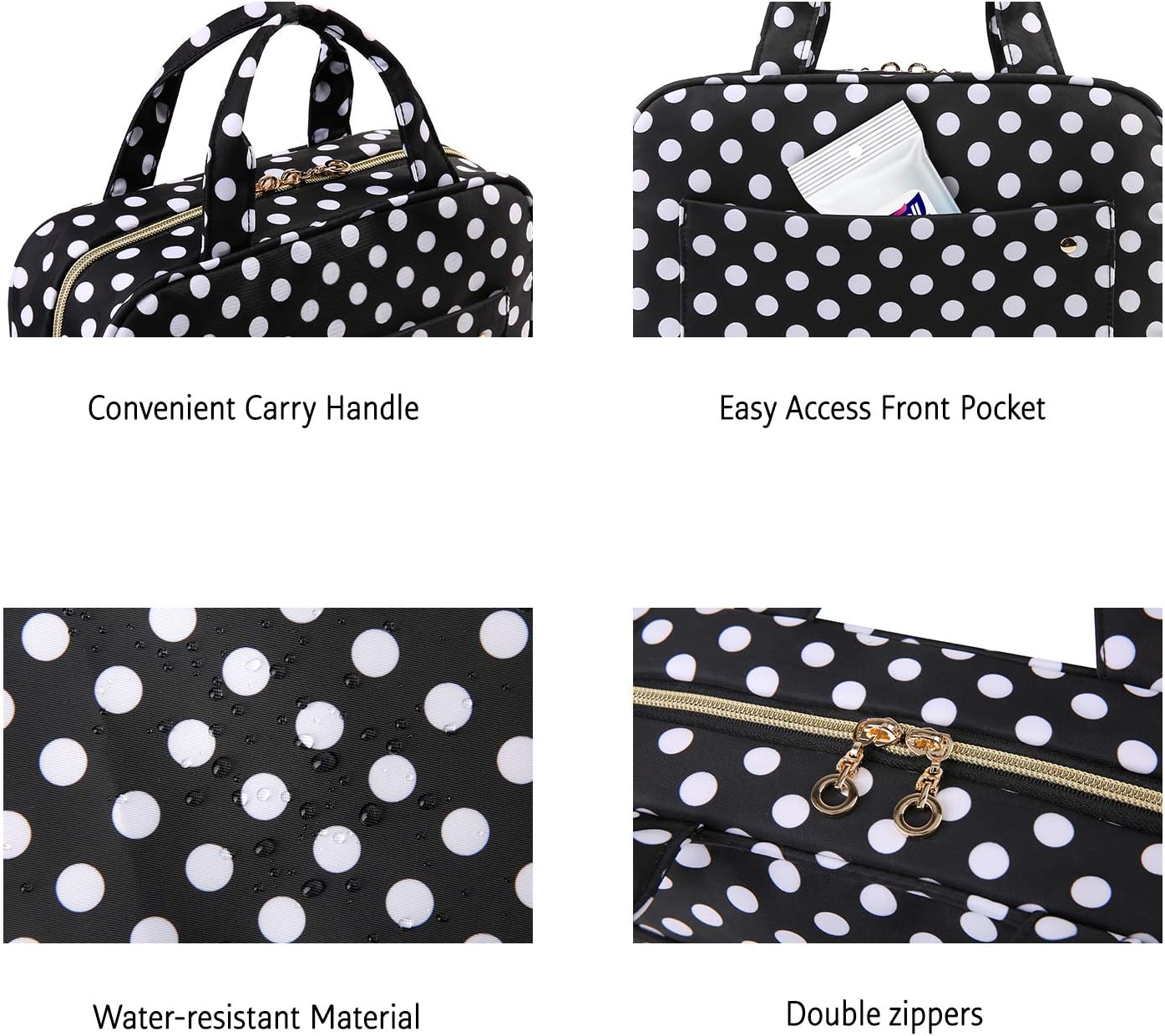 BAGSMART Toiletry Bag Travel Bag with Hanging Hook, Water-resistant Makeup Cosmetic Bag Travel Organizer for Accessories, Shampoo, Full Sized Container, Toiletries