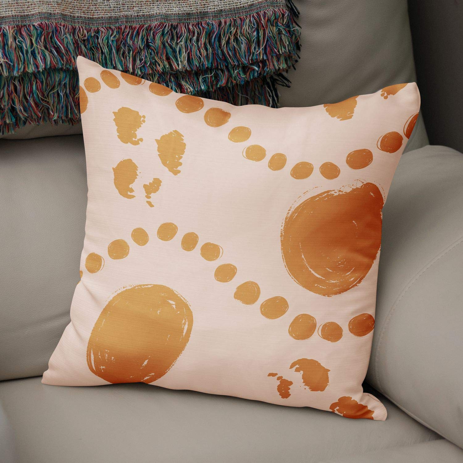 Bonamaison Decorative Cushion Cover Orange & Off White, Throw Pillow Covers, Home Decorative Pillowcases for Livingroom, Sofa, Bedroom, Size: 43X43 Cm - Designed and Manufactured in Turkey