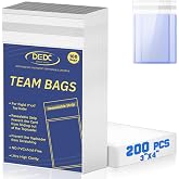 DEDC 200 Pcs Card Sleeves Team Bags for Trading Cards, Team Bag Fit 3x4inch 35PT Top Loaders for Trading Card Shipping Sports Graded Card Sleeves Protector